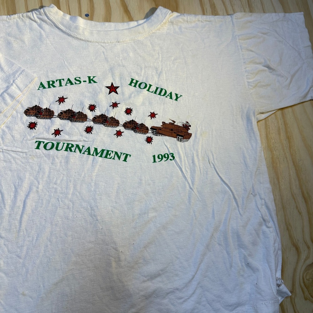 Vintage 1993 Artas-K Holiday Tournament AT&T Call Home T-Shirt White XL 90s